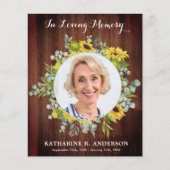 Papier Budget Russe Sympathy Funeral Merci Tournesol (Devant)