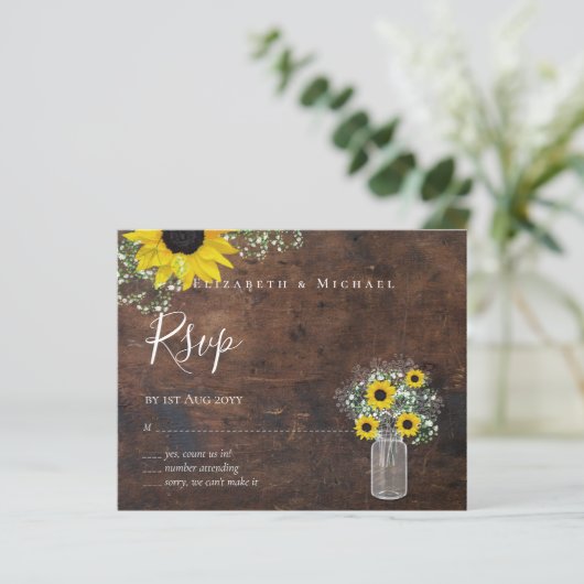 Papier BUDGET Russe tournesol RSVP Mariage (Debout devant)