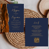 Papier Budget Rust Agate Marine bleu QR Code Mariage Invi