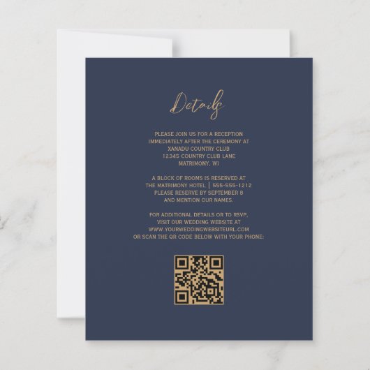 Papier Budget Rust Agate Marine bleu QR Code Mariage Invi (Dos)