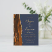 Papier Budget Rust Agate Marine bleu QR Code Mariage Invi (Debout devant)
