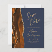 Papier Budget Rust Gold Agate Navy Script Enregistrer la  (Devant)
