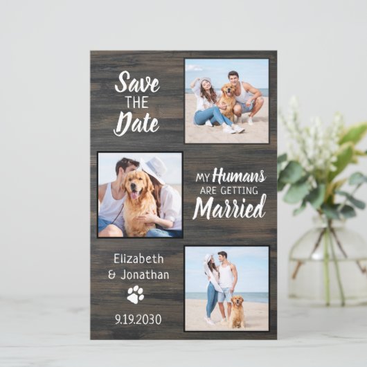 Papier Budget Rustic 3 Photo Chien Mariage Enregistrer La (Debout devant)