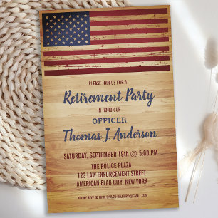 Papier Budget Rustic American Flag Police Retraite Invi