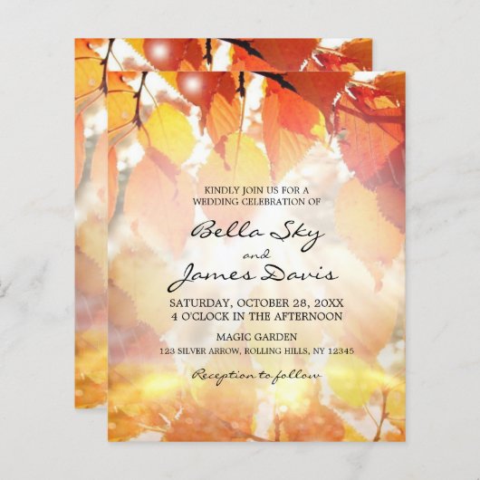 Papier Budget Rustic Autumn Forest Mariage de automne Inv (Devant / Derrière)