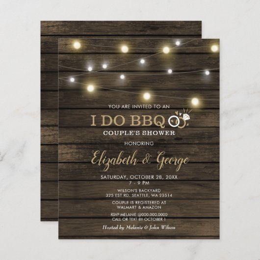Papier Budget Rustic Barn Wood Je fais BBQ Invitation (Devant / Derrière)