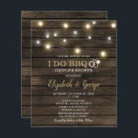 Papier Budget Rustic Barn Wood Je fais BBQ Invitation<br><div class="desc">Budget Rustic Country Grange Wood String Lights I do bbq Couple's Shower Invitations</div>
