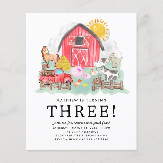 Papier Budget Rustic Barnyard Animaux Enfants Ferme Anniv (Devant)