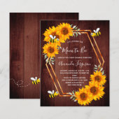 Papier Budget Rustic Bee Baby shower Tournesol Invitation (Devant / Derrière)