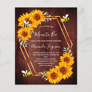 Papier Budget Rustic Bee Baby shower Tournesol Invitation