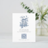 Papier Budget Rustic Blue Toile De Jouy QR Code Mariage (Debout devant)