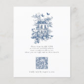 Papier Budget Rustic Blue Toile De Jouy QR Code Mariage (Devant)