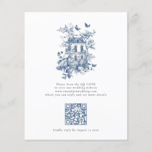 Papier Budget Rustic Blue Toile De Jouy QR Code Mariage