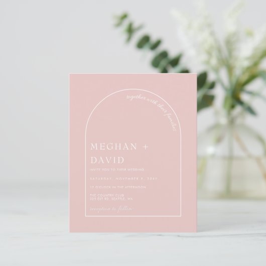 Papier Budget Rustic Blush Moderne Arche Faire-part de ma (Debout devant)