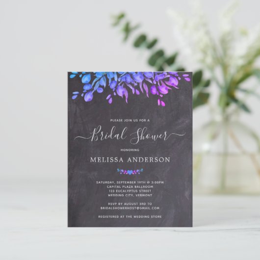 Papier Budget Rustic Botanical Bridal Shower Invitation (Debout devant)