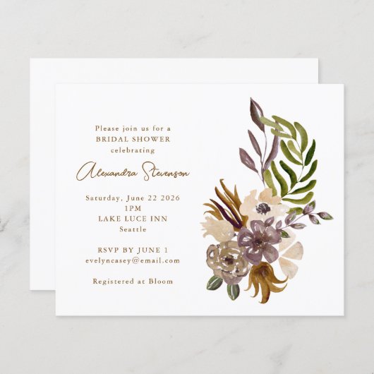 Papier Budget Rustic Botanical Bridal Shower Invitation (Devant / Derrière)