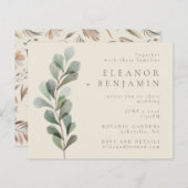 Papier Budget Rustic Botanical Greenery Mariage Invitatio (Devant / Derrière)