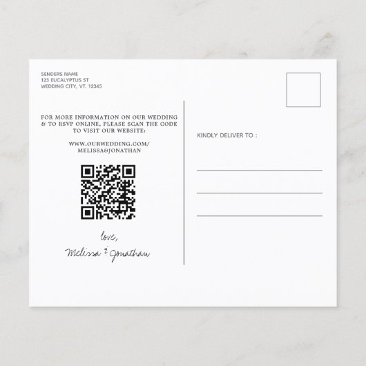 Papier Budget Rustic Botanical QR Code Enregistrer La Dat (Dos)