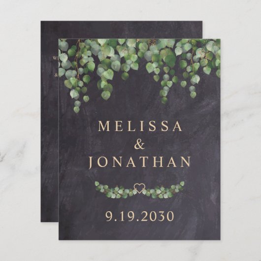 Papier Budget Rustic Botanical QR Code Mariage Invitation (Devant / Derrière)