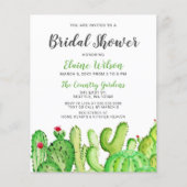 Papier Budget Rustic Cactus Invitation à la douche nuptia (Devant)