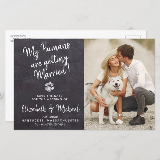Papier Budget Rustic Chien Mariage Chien Chien Sauvegarde (Devant / Derrière)