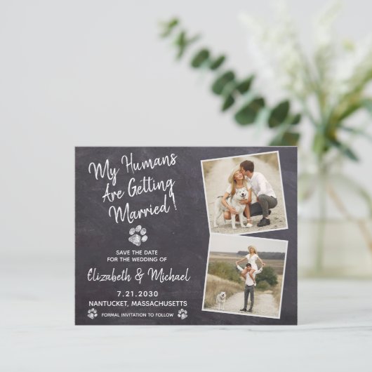 Papier Budget Rustic Chien Mariage Enregistrer La Date Ca (Debout devant)