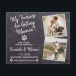 Papier Budget Rustic Chien Mariage Enregistrer La Date Ca<br><div class="desc">Laissez votre meilleur chien annoncer votre mariage avec ce chien de compagnie super mignon "My Humans Are Getting Married" enregistrer les cartes de dates. Customisez avec vos photos préférées et personnalisez avec les noms, la date et l'emplacement du mariage. Ce faire-part de tableau rustique mariage chien sera un succès avec...</div>