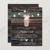 Papier Budget Rustic Couples Douche Mason Jar Invitation (Devant / Derrière)