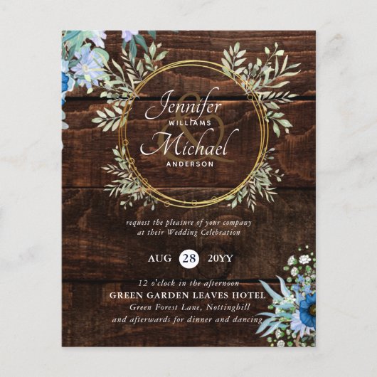 Papier BUDGET Rustic Dusty Blue Flore (Devant)