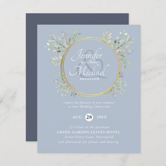 Papier BUDGET Rustic Dusty Blue Flore (Devant / Derrière)