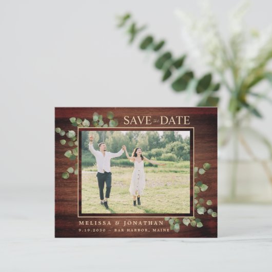 Papier Budget Rustic Eucalyptus QR Code Enregistrer la da (Debout devant)
