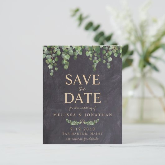 Papier Budget Rustic Eucalyptus QR Code Enregistrer la da (Debout devant)