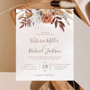 Papier Budget Rustic Fall Terracotta Floral Mariage