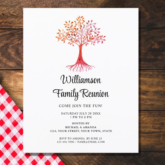 Papier Budget Rustic Family Reunion Invitation