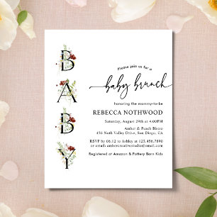 Papier Budget Rustic Fleurs sauvages Baby Brunch Invitati