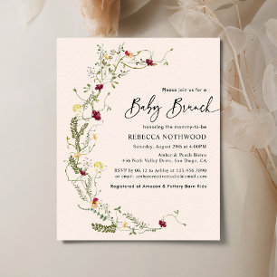 Papier Budget Rustic Fleurs sauvages Baby Brunch Invitati