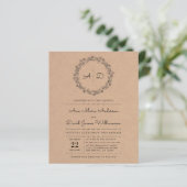 Papier Budget Rustic Floral Wreath Wedding Photo (Debout devant)