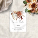 Papier Budget Rustic Florals Amour dans la Fête des marié<br><div class="desc">Budget Rustic Terracotta Florals Aimer dans la Fête des mariées en fleurs. Une taille économique de 4, 5 x 5, 6 pouces semi-brillant de 110 livres, semblable en épaisseur à une carte postale. Il y a UN par feuille. Boho fleurit aux couleurs de l'automne, coulent du haut. Love in Bloom...</div>