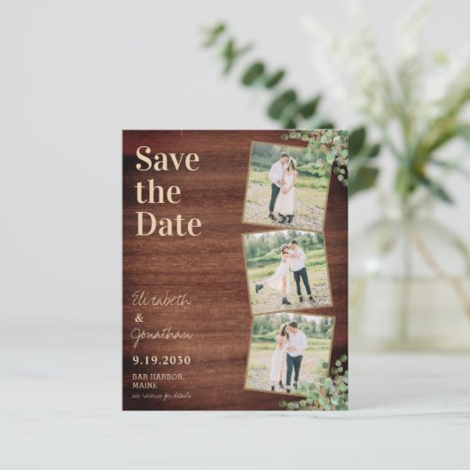 Papier Budget Rustic Foliage Photo QR Code Enregistrer la (Debout devant)