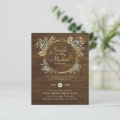 Papier BUDGET Rustic Gold Greenery Wreath Wedding Invitat (Debout devant)
