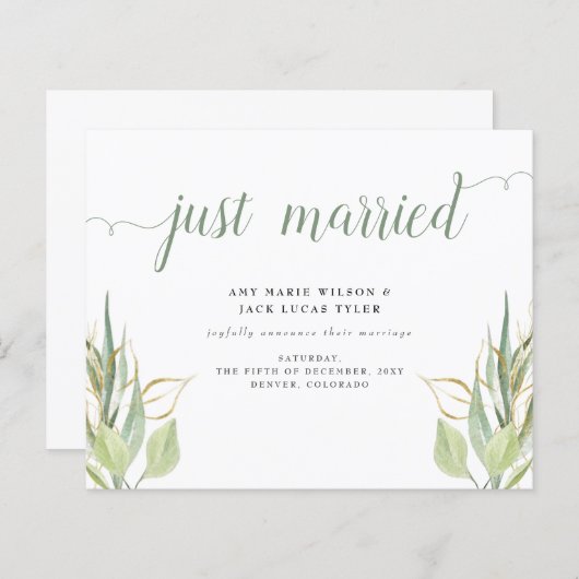 Papier Budget Rustic Green Botanical Mariage Faire-part (Devant / Derrière)