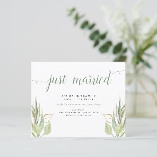 Papier Budget Rustic Green Botanical Mariage Faire-part (Debout devant)