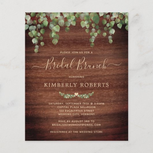 Papier Budget Rustic Green Bridal Brunch Invitation (Devant)