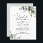 Papier Budget Rustic Green Invitation à la douche nuptial<br><div class="desc">Cette élégante collection Boho Greenery présente des feuilles d'aquarelle mélangés,  jumelés à un serif élégant et délicat sans police en noir,  avec un monogramme sur le dos. Éléments correspondants disponibles.</div>