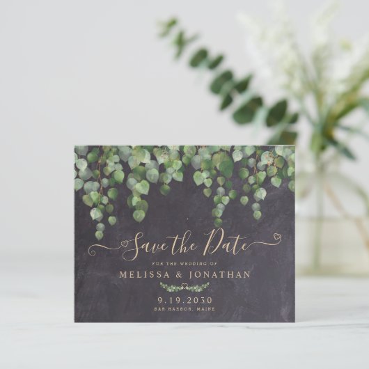 Papier Budget Rustic Green Wedding Enregistrer La Date P (Debout devant)