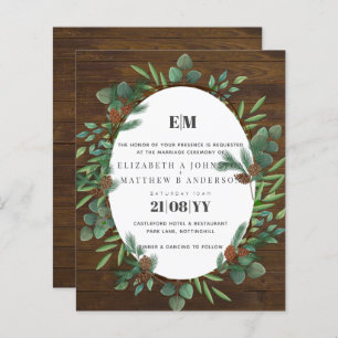 Papier Budget Rustic Green Woodland Wedding Invitation