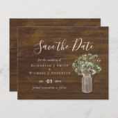 Papier Budget Rustic Gypsophila Mason Jar Enregistrer les (Devant / Derrière)