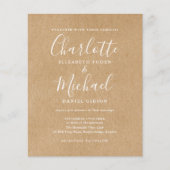 Papier Budget Rustic Kraft Script Wedding Invitation (Devant)