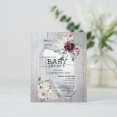 Papier BUDGET Rustic Mason Jar Baby shower Invitation (Debout devant)