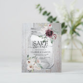 Papier BUDGET Rustic Mason Jar Enregistrer La Date Invita (Debout devant)